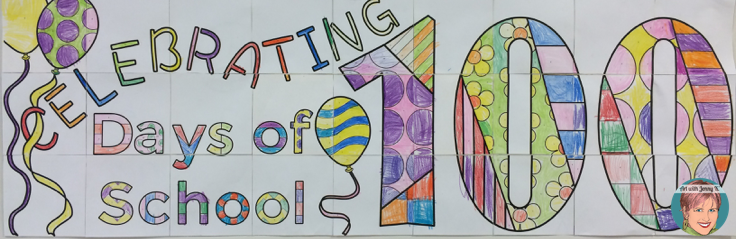100th Day of School Activities - Collaboration classroom banner poster. 