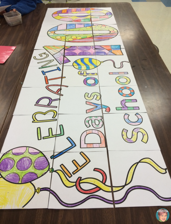 100th Day of School Activities - Collaboration classroom banner poster. 