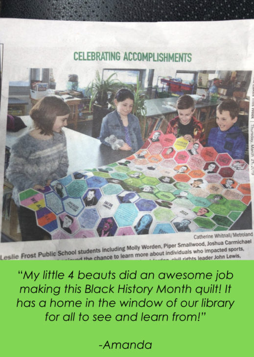 Black History Month Activities - collaboration quilt poster!