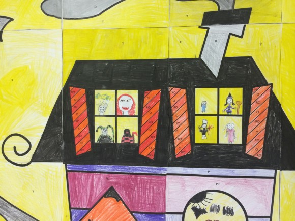 Haunted house classroom collaborative door poster.