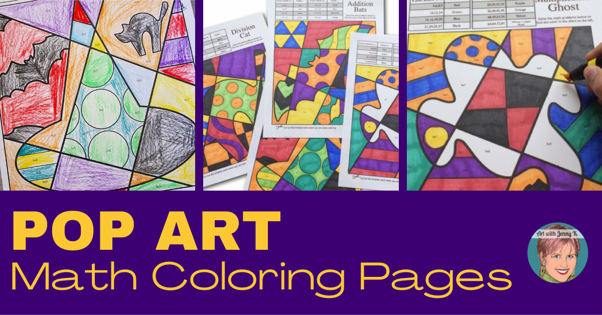 Halloween Pop Art math coloring sheets from Art with Jenny K. 