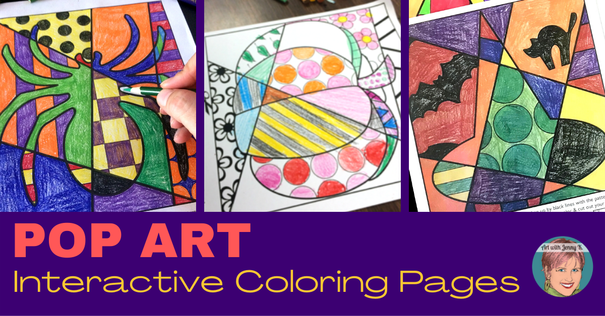 13 Halloween Art Lessons for Kids. Pop Art Interactive Coloring Pages.