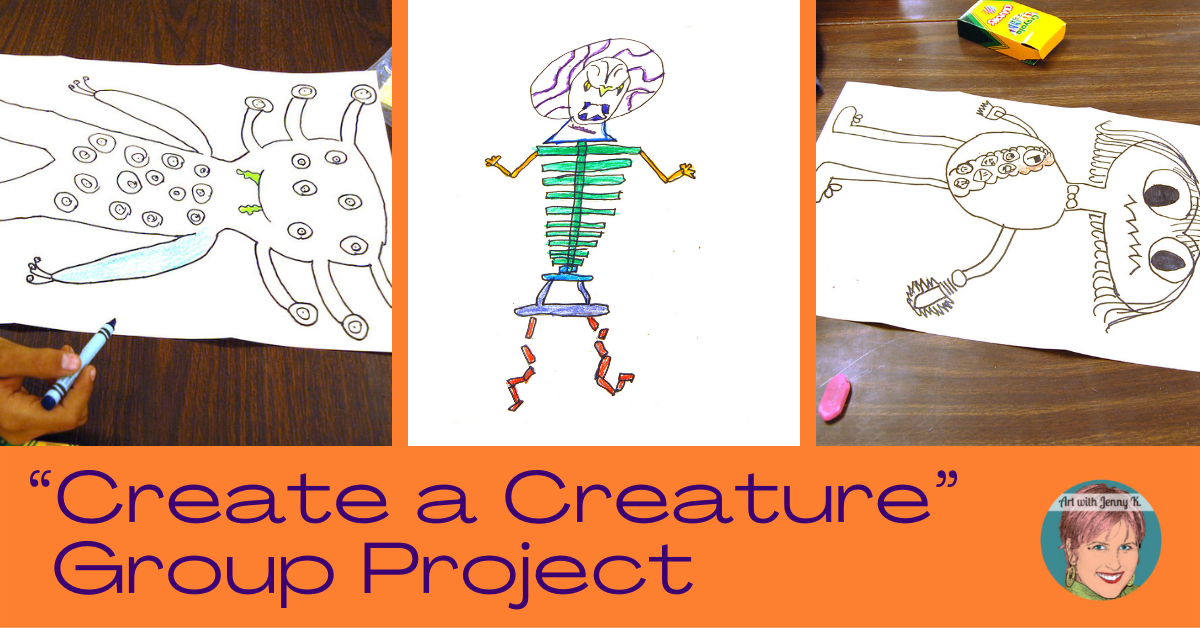 13 Halloween Art Lessons for Kids. Create a Creature Group Project.
