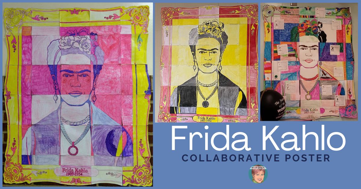 Frida Kahlo activities from Art with Jenny K. Frida Kahlo collaborative poster.