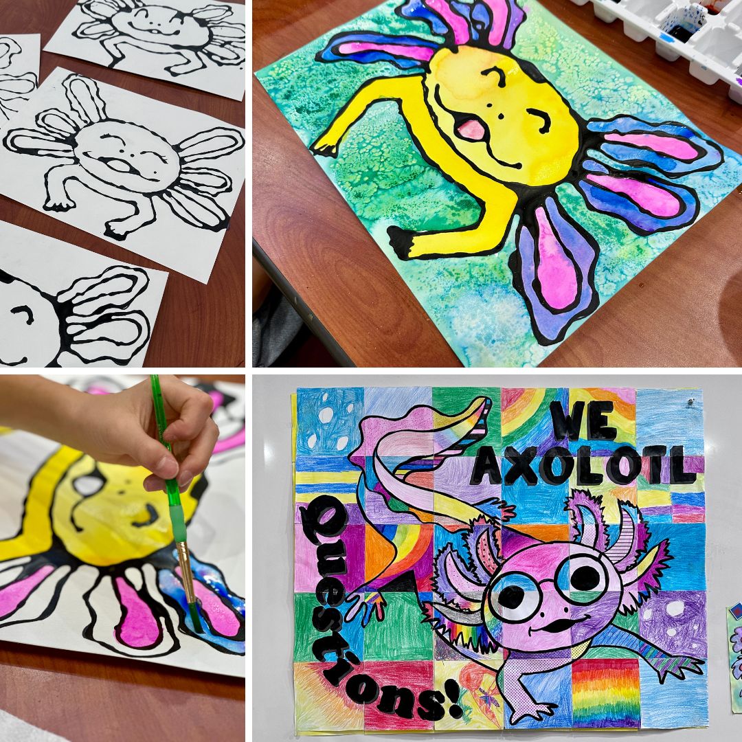 Axolotl Art Project for Kids from Art with Jenny K.