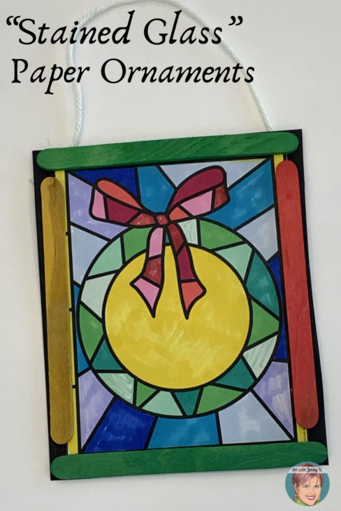 DIY Christmas Ornament Ideas for Kids from Art with Jenny K. "Stained Glass" paper ornament