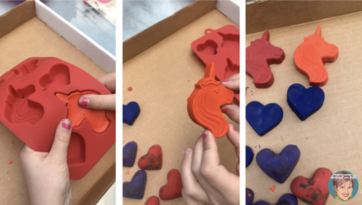DIY valentines for kids - how to make recycled crayons from Art with Jenny K.