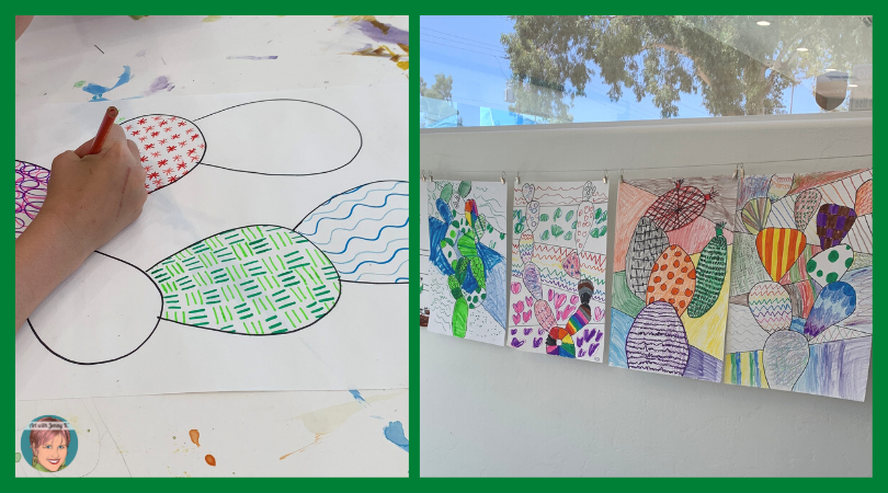Arizona Art Projects from Art with Jenny K. Doodle cactus art project.