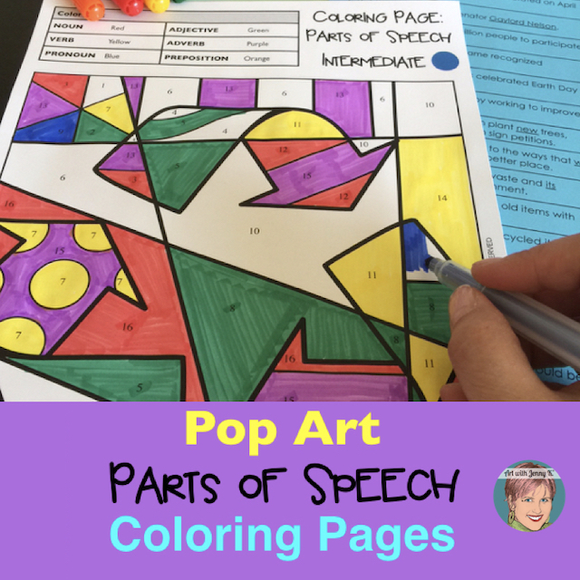 Parts of speech coloring pages
