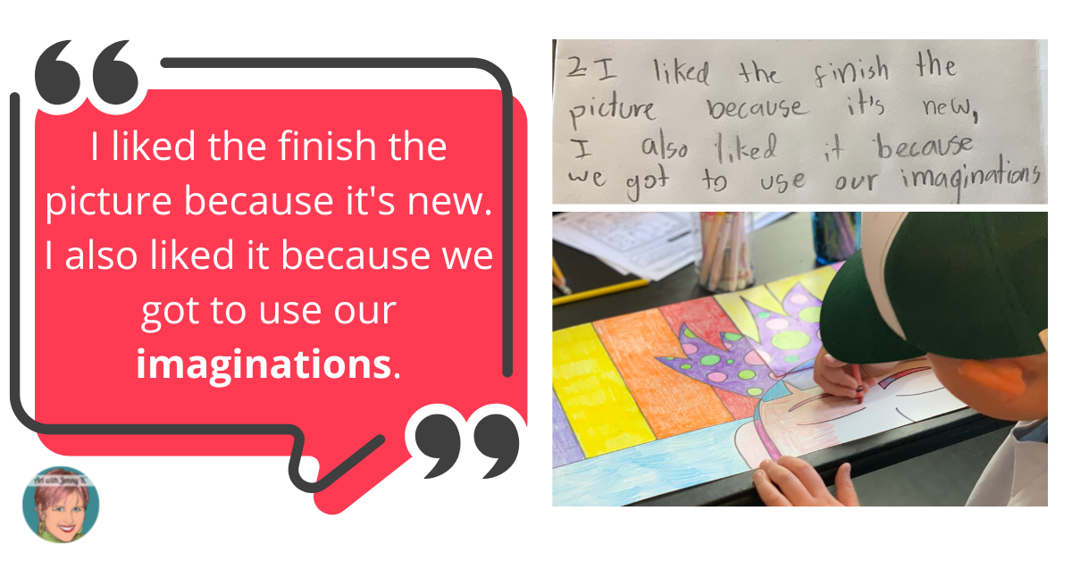 Student testimonial on "finish the picture" project.