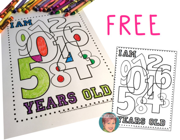 Back to school art activity for PreK, kindergarten and first grade children coloring in their age. FREE coloring sheet. 