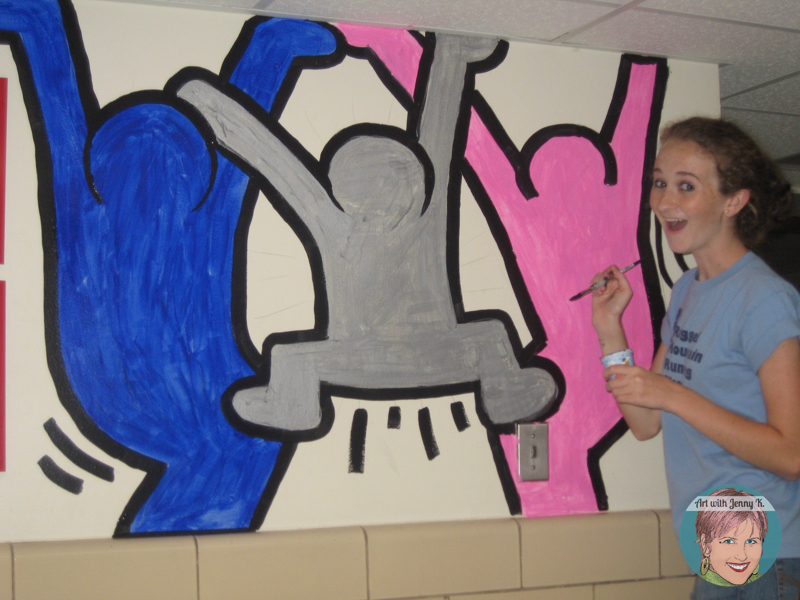 Keith Haring art project for kids. Community Keith Haring hallway art project.