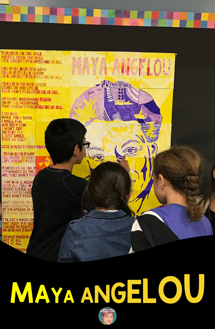 Maya Angelou activities for teachers! Doodle and Do Poet and Poetry study paired with a Maya Angelou collaboration poster - makes the perfect art integration experience for students.