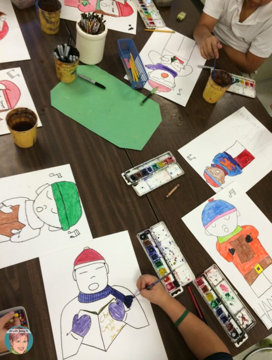 Contemporary and fun Christmas art projects for your classroom. From Art with Jenny K.
