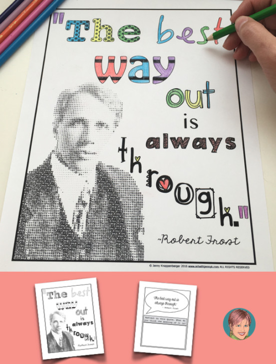 FREE Robert Frost coloring page and quote reflection. Fun and easy Robert Frost Activities. 