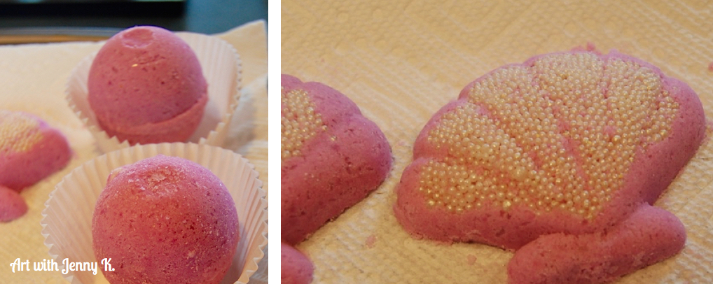 Science experiment with bath bombs - make your own. Art with Jenny K. Dry on paper towel and in cupcake paper.