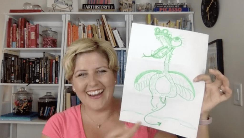 Team building activity for adults - create-a-creature drawing game.