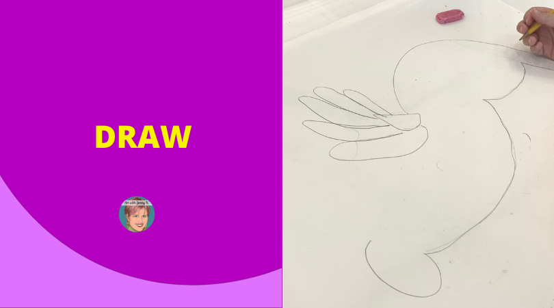 Hummingbird art project. Step 1: draw.