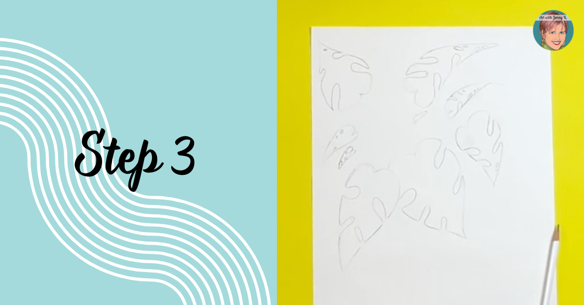 How to Draw Monstera Plant Step 3
