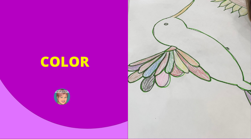 Hummingbird art project. Step 3: Color.