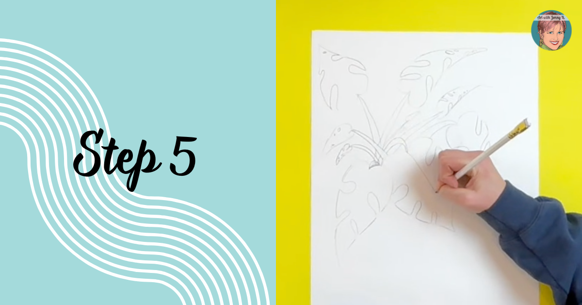 How to Draw Monstera Plant Step 5