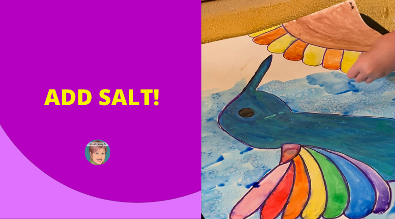 Hummingbird art project. Step 5: Add Salt!