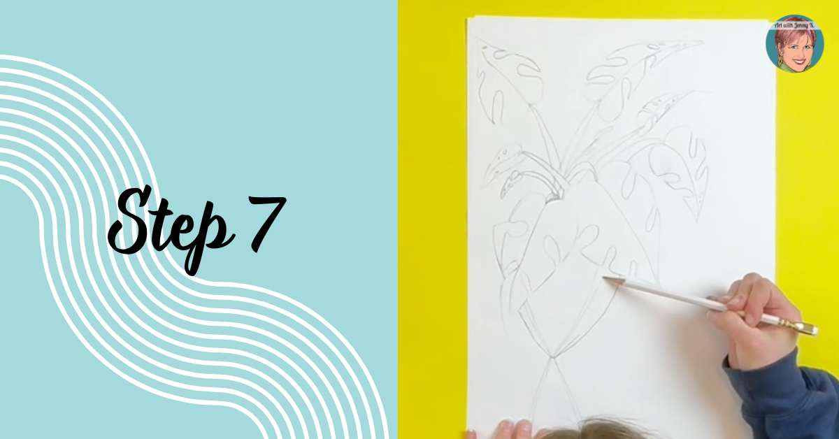 How to Draw Monstera Plant: Step 7