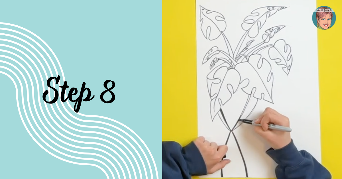 How to Draw Monstera Plant: Step 8