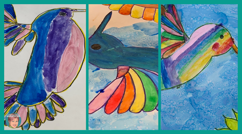 Arizona Art Projects from Art with Jenny K. Watercolor hummingbirds with salt. 