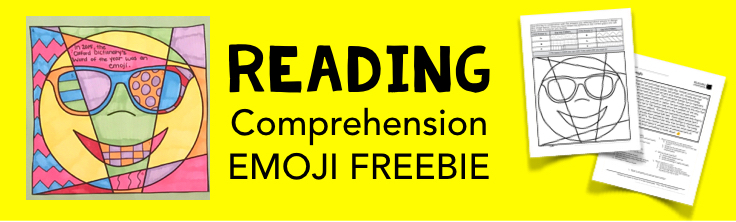 Free emoji reading comprehension coloring page. 