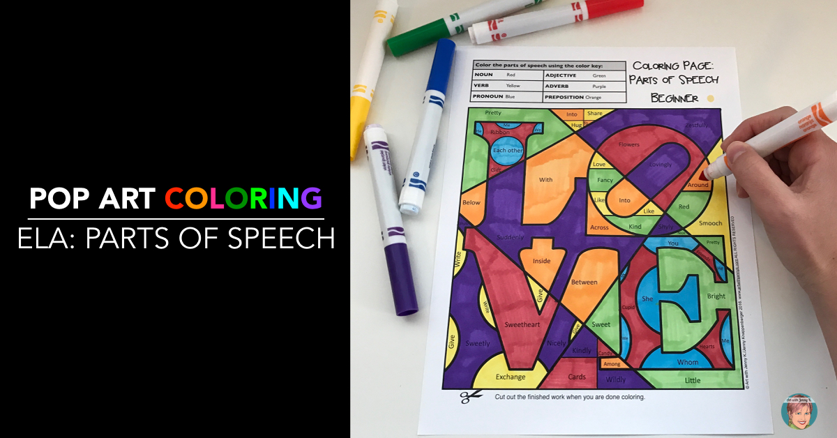 Parts of speech coloring page.