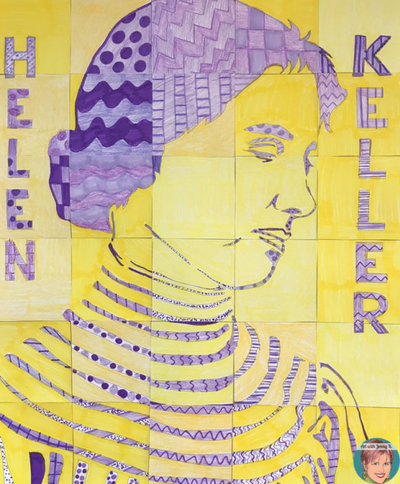 Helen Keller Collaborative Poster Using Monochromatic Patterns