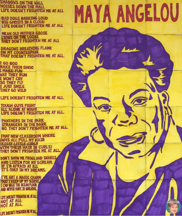 Maya Angelou activities for teachers! Doodle and Do Poet and Poetry study paired with a Maya Angelou collaboration poster - makes the perfect art integration experience for students.