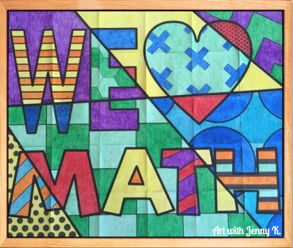 we love math poster on bulletin board from Art with Jenny K.