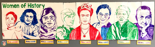 Women's History Month activity. Famous Faces art project that all students can participate in. From Art with Jenny K.